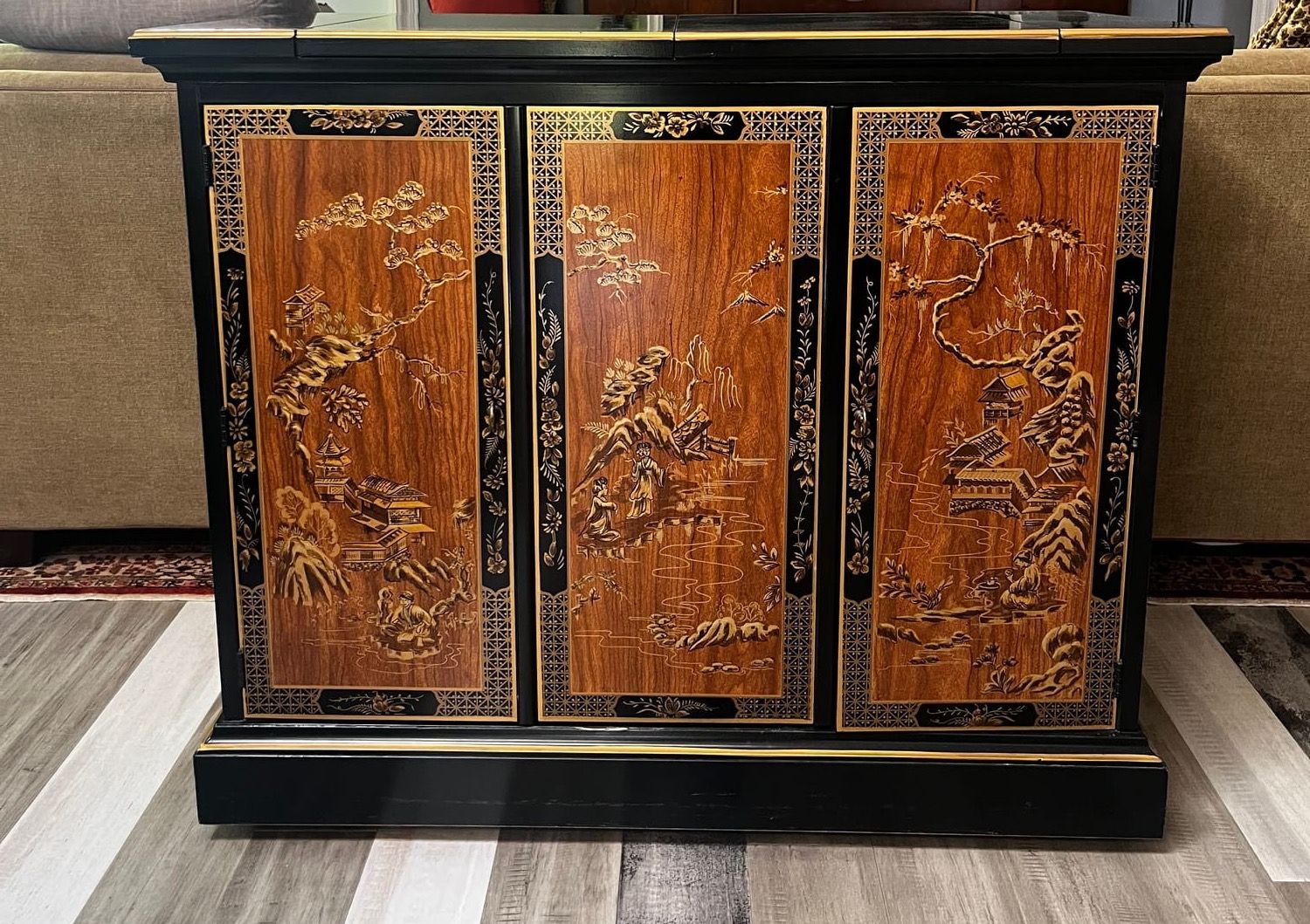Asian Modern Rolling Dry Bar Storage Cabinet by Drexel
