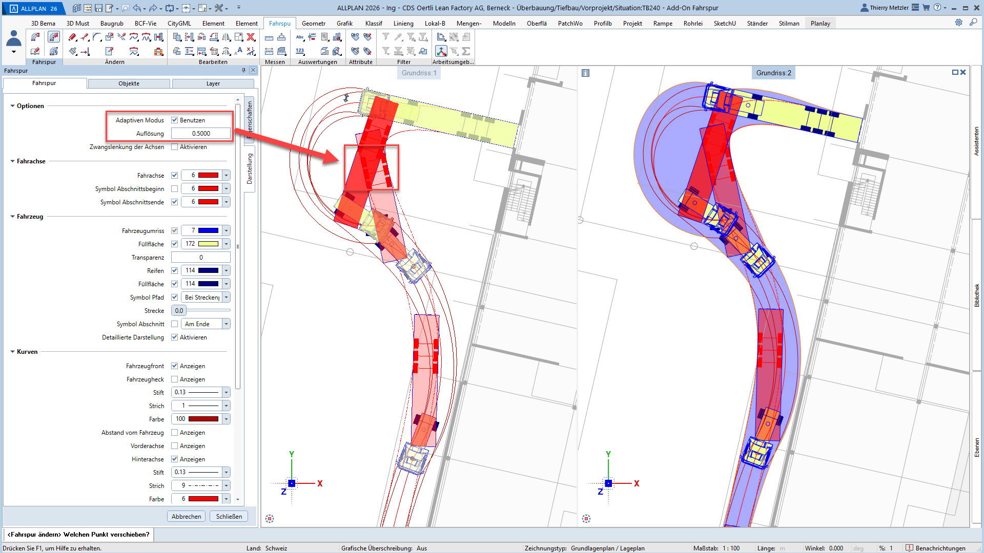 Sattelzug mit Kontrolle bei nicht möglichem Wendemanöver