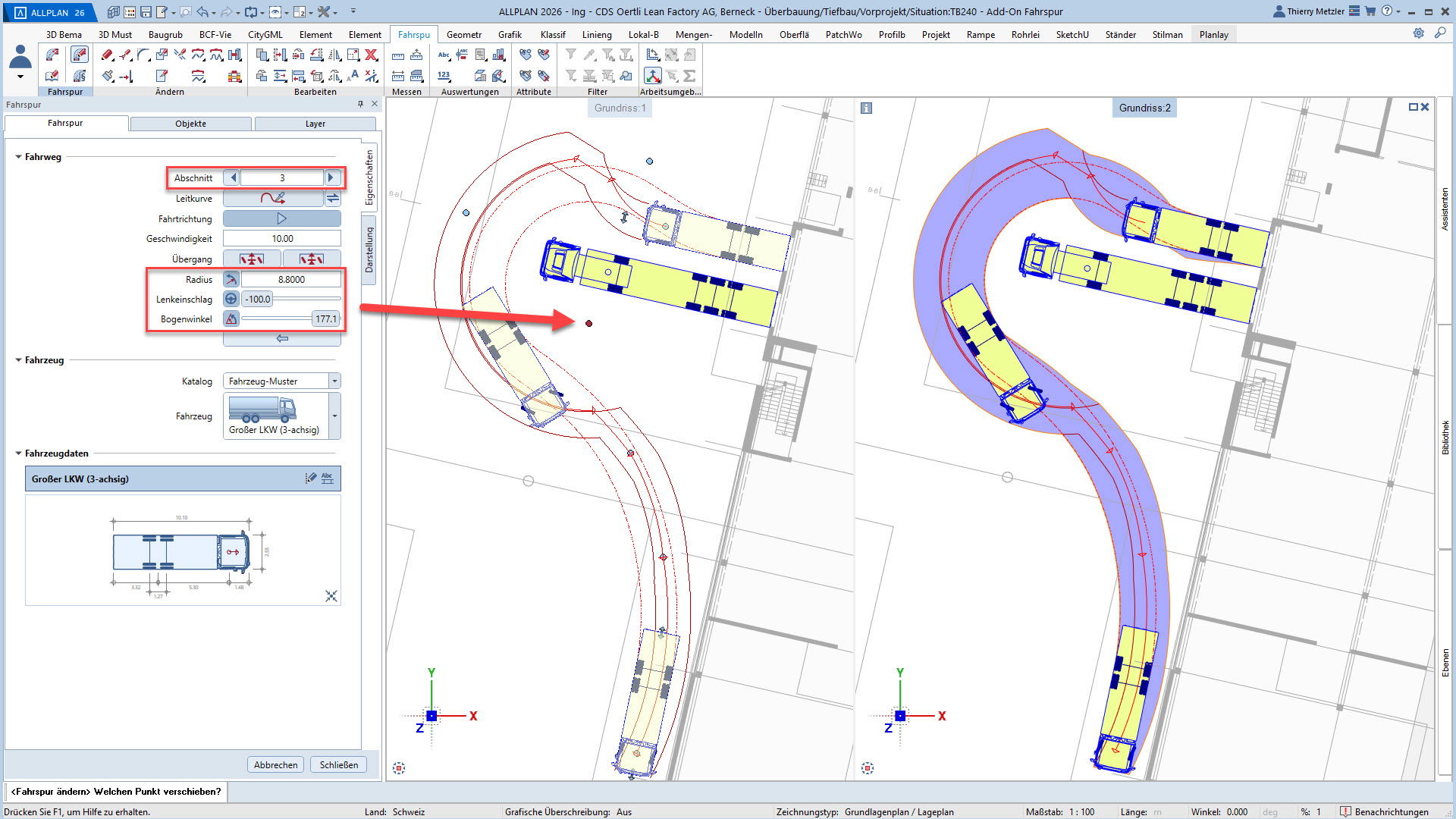 Alternative Navigation mit Lenkwinkel und Bogenlängen statt mit Griffen
