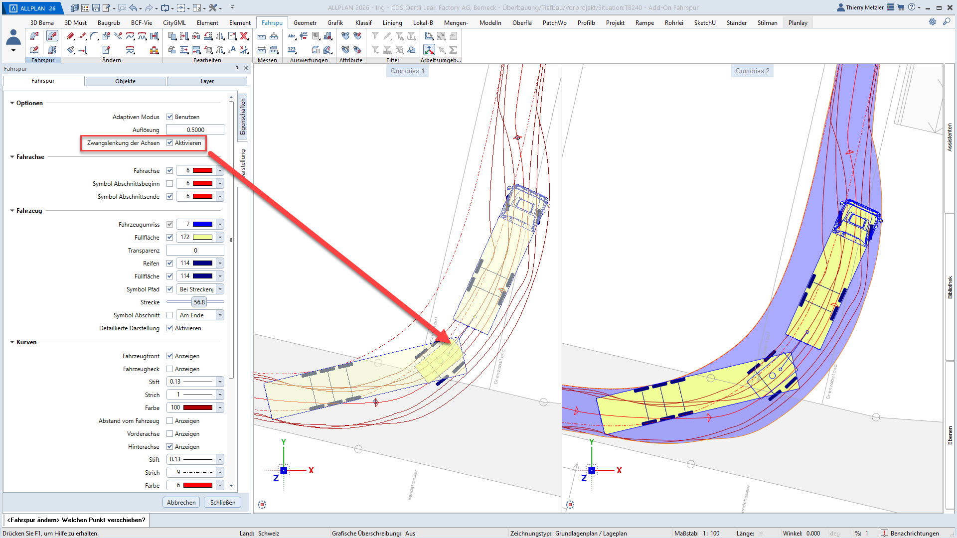 Zwangslenkung für LKW mit Lenk-Dolly und Sattelauflieger