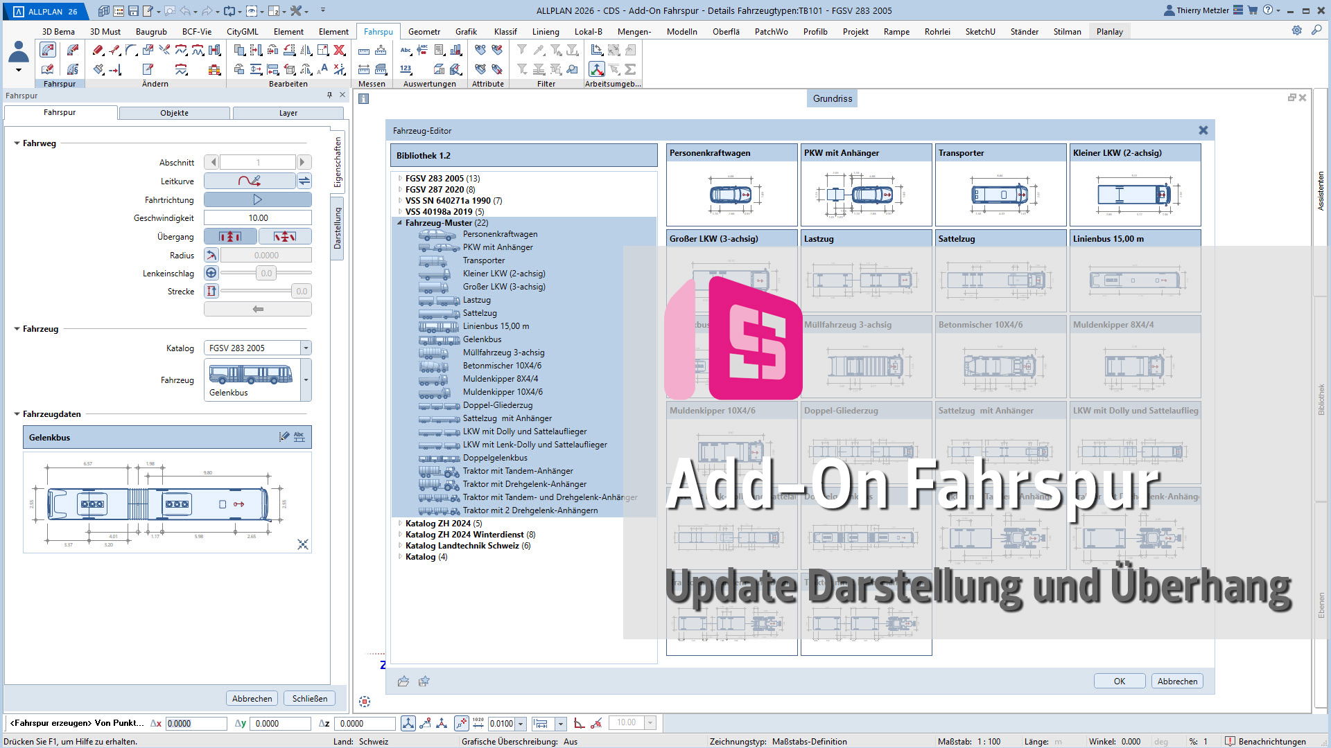 Detaillierte Darstellung und Überhang