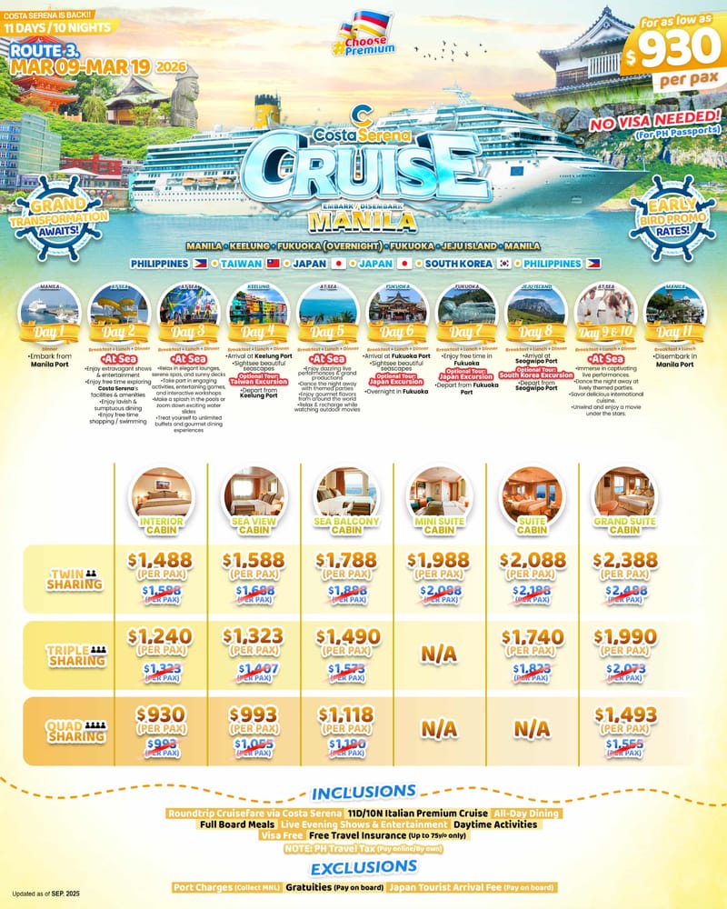 Costa Serena Cruise from Manila