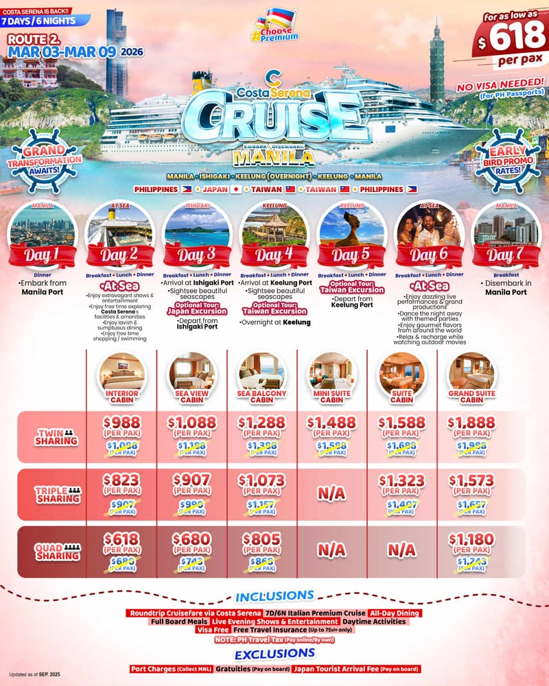 Costa Serena Cruise from Manila