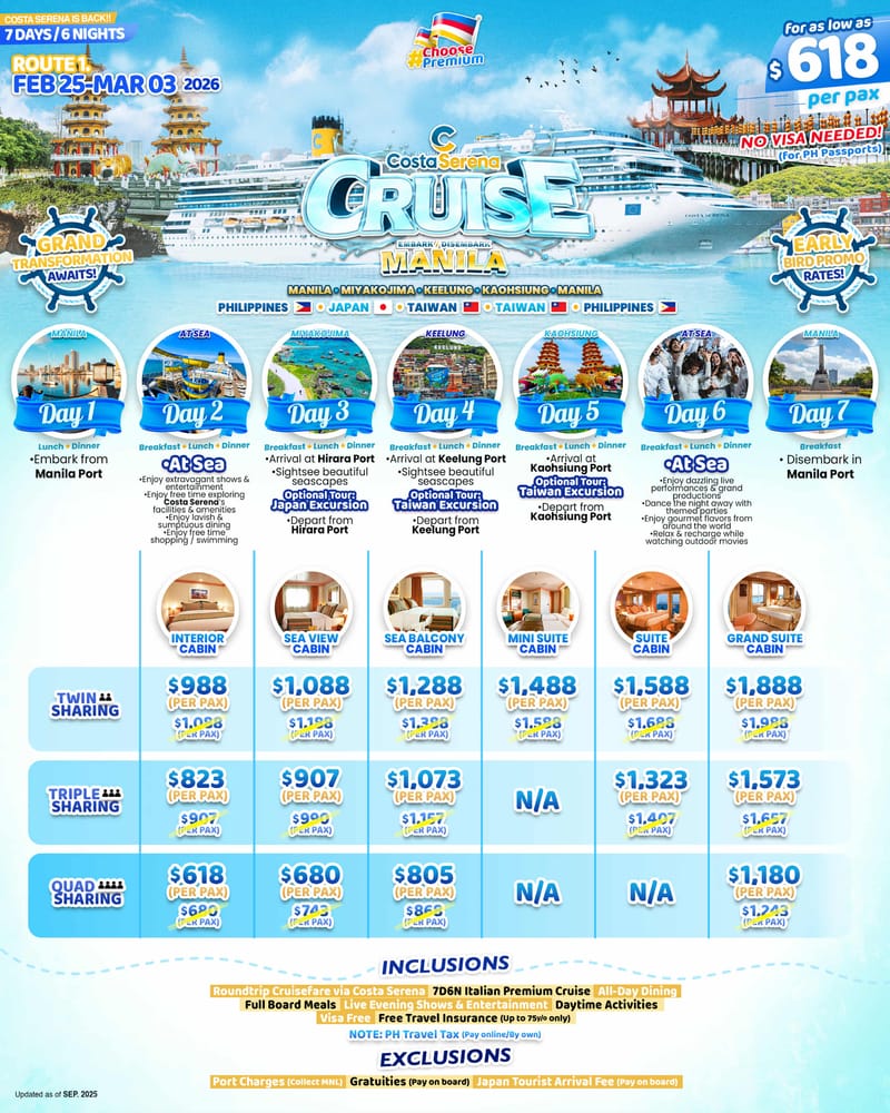 Costa Serena Cruise from Manila