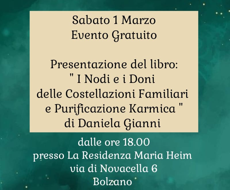 Evento Gratuito Presentazione del libro dei NODI e dei DONI delle Psico Costellazioni Familiari