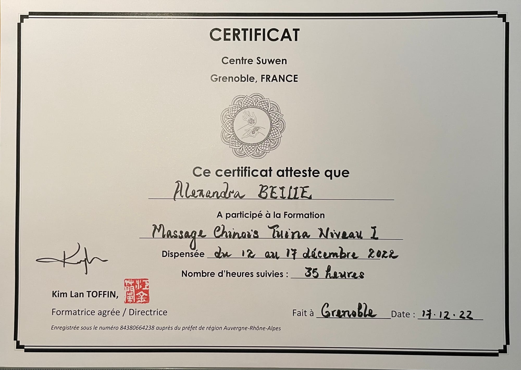 LE MASSAGE TUINA 1er DEGRÉ