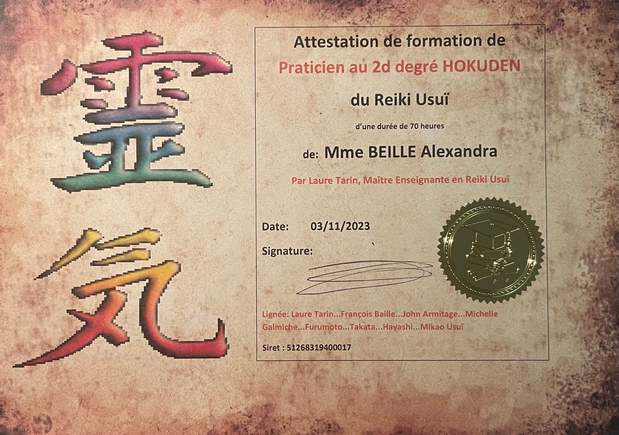 PRATICIENNE REIKI USUI 2ème degré