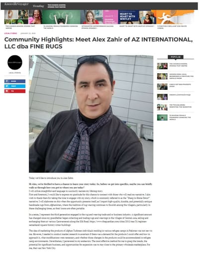 Community Highlights: Meet Alex Zahir of AZ INTERNATIONAL, LLC dba FINE RUGS