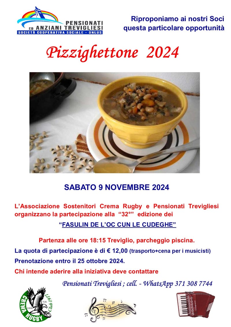 PIZZIGHETTONE - SABATO 9 NOVEMBRE 2024 - “FASULIN DE L’OC CUN LE CUDEGHE”