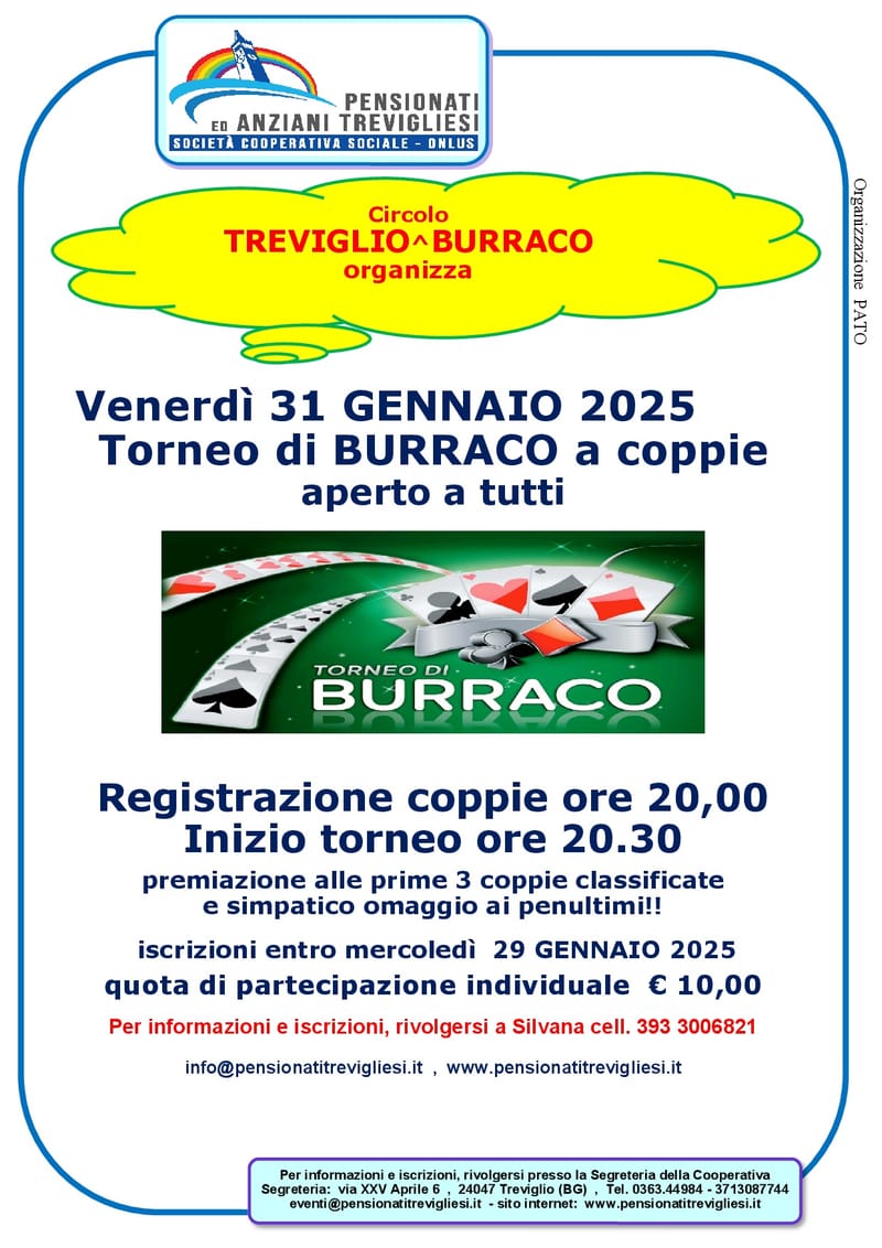 TORNEO DI BURRACO A COPIE 1^ EDIZIONE 2025 APERTO A TUTTI