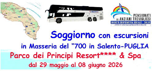 Soggiorno con escursioni in Masseria del “700 in Salento-PUGLIA  -VIAGGIO IN BUS - dal 29 maggio al 08 giugno 2026
