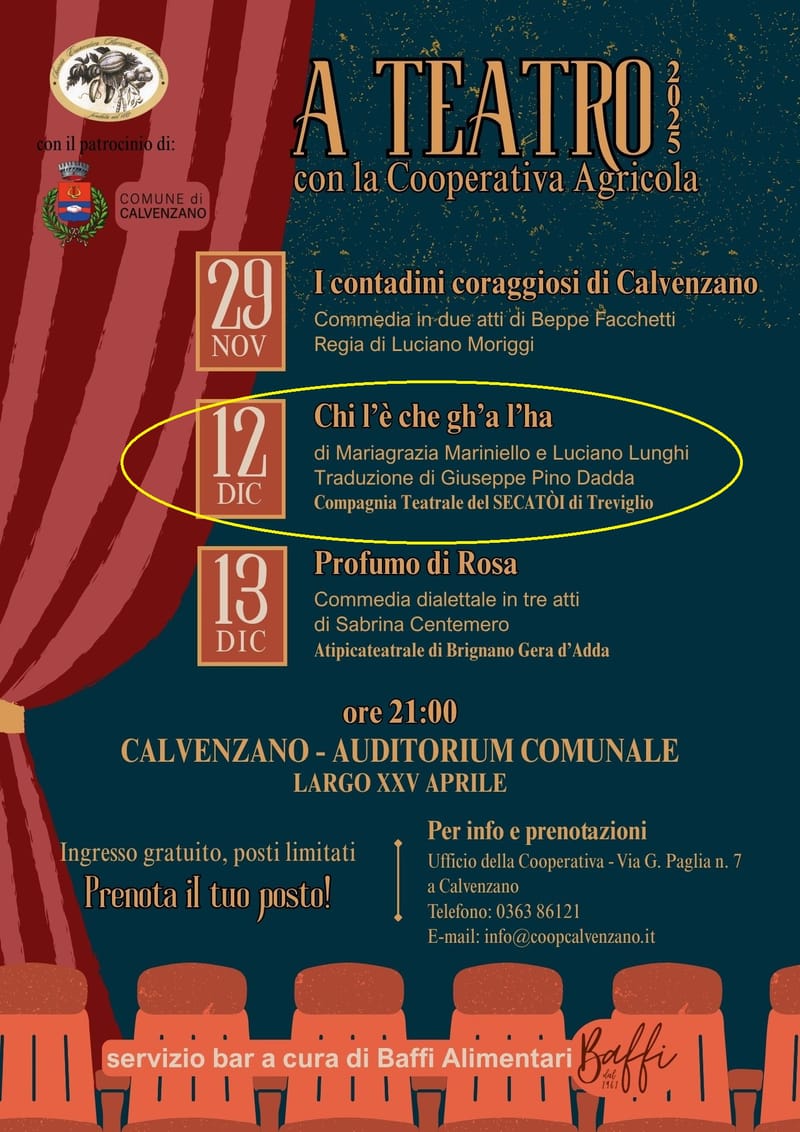 COMPAGNIA TEATRALE del SECATOI di Treviglio - AL DEBUTTO -  AUDITORIUM DI CALVENZANO