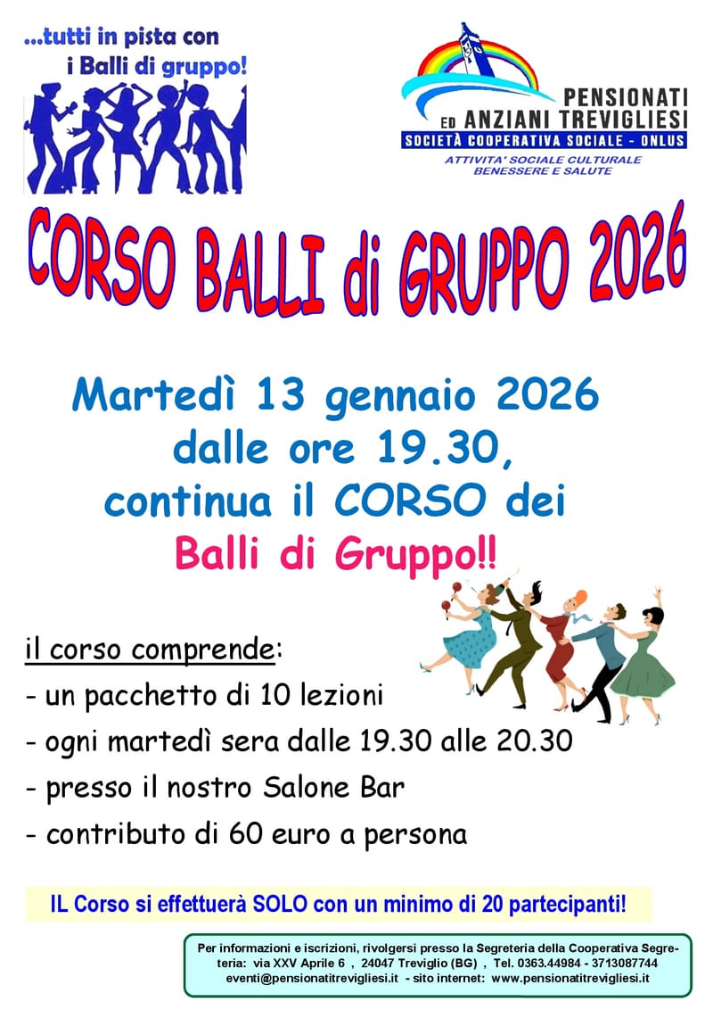 CORSO DI BALLI DI GRUPPO - da MARTEDì 13 GENNAIO 2026
