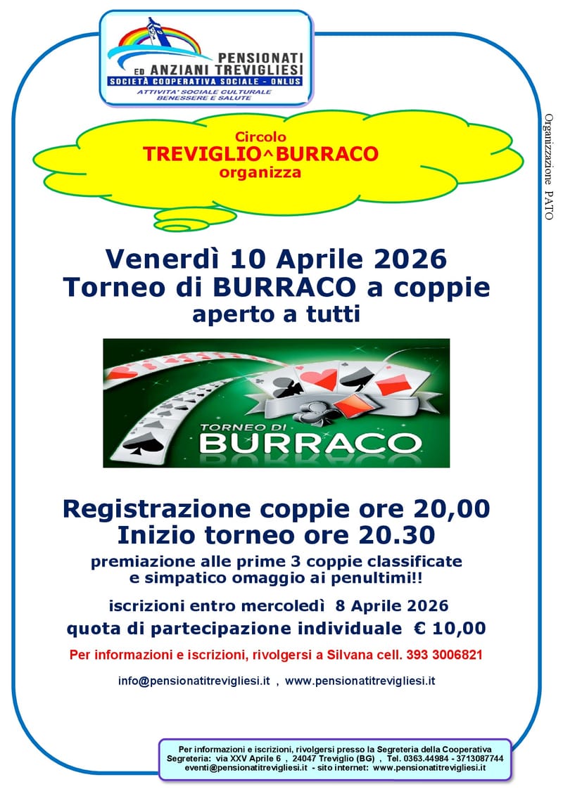 TORNEO DI BURRACO A COPIE - APERTO A TUTTI