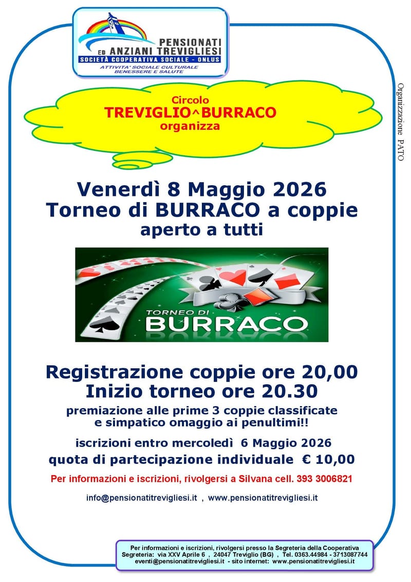 TORNEO DI BURRACO A COPIE - APERTO A TUTTI