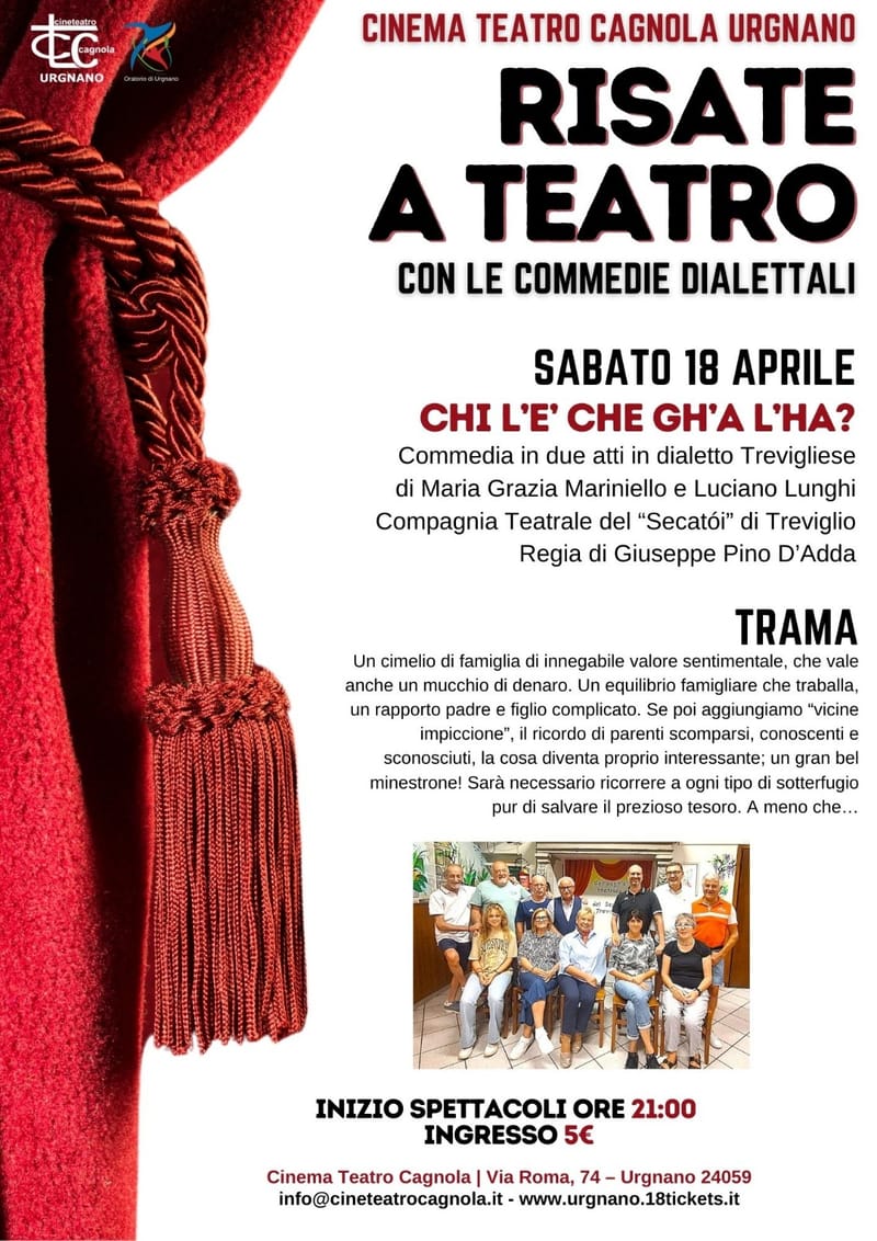 COMPAGNIA TEATRALE del SECATOI  -  REPPLICA presso CINETEATRO CAGNOLA  - URGNANO  IL 18-04-2026