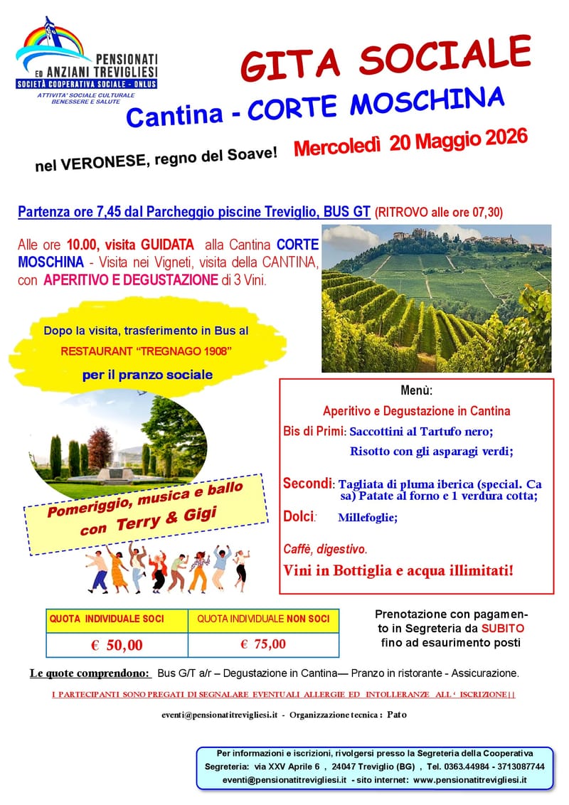 GITA SOCIALE ALLA Cantina - CORTE MOSCHINA - Mercoledì  20 Maggio 2026