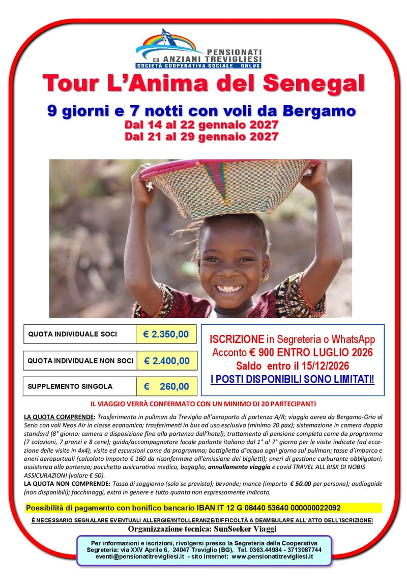 Tour L’Anima del Senegal - dal 14 al 29 Gennaio 2027
