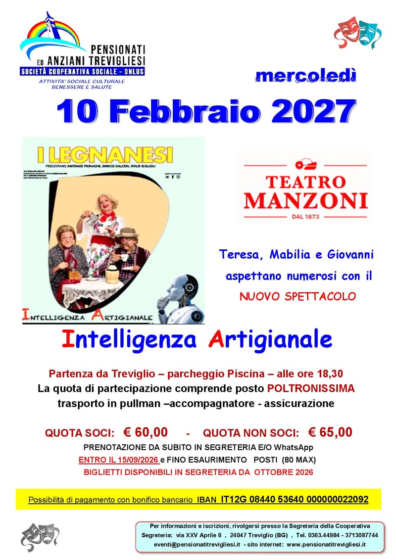 I LEGNANESI - mercoledì 10 Febbraio 2027 -  TEATRO MANZONI, MILANO