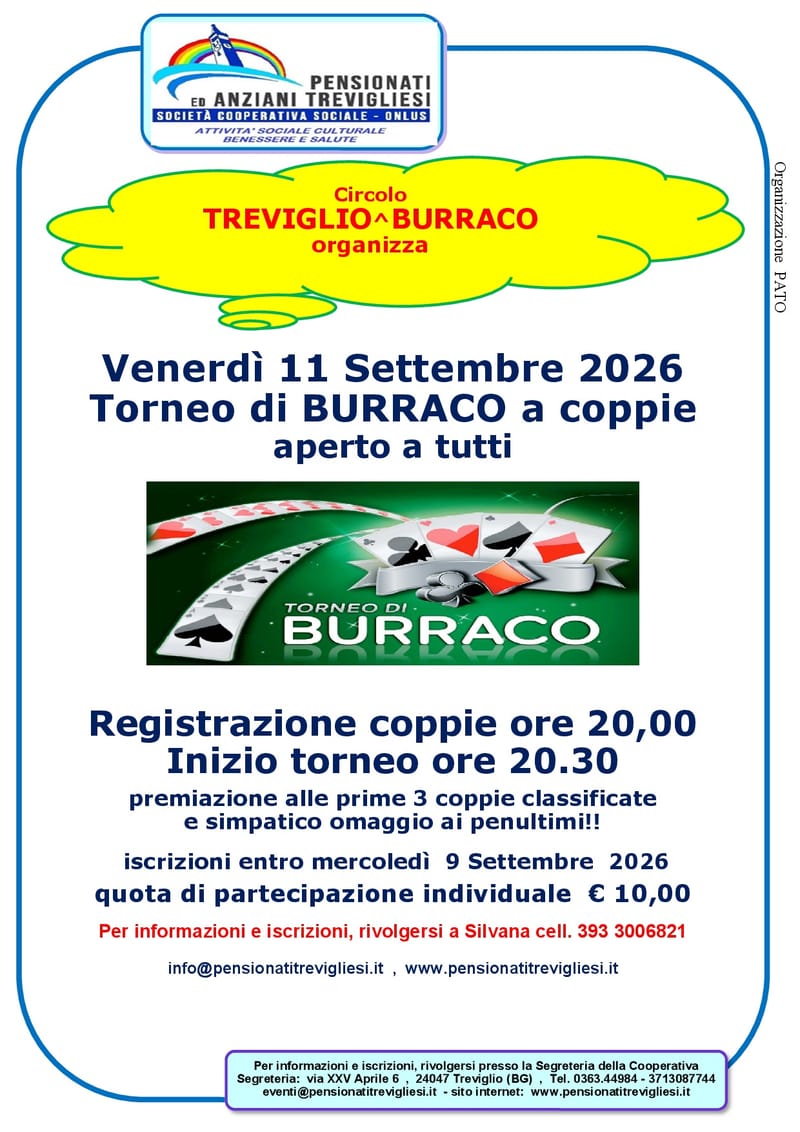 TORNEO DI BURRACO A COPIE - APERTO A TUTTI