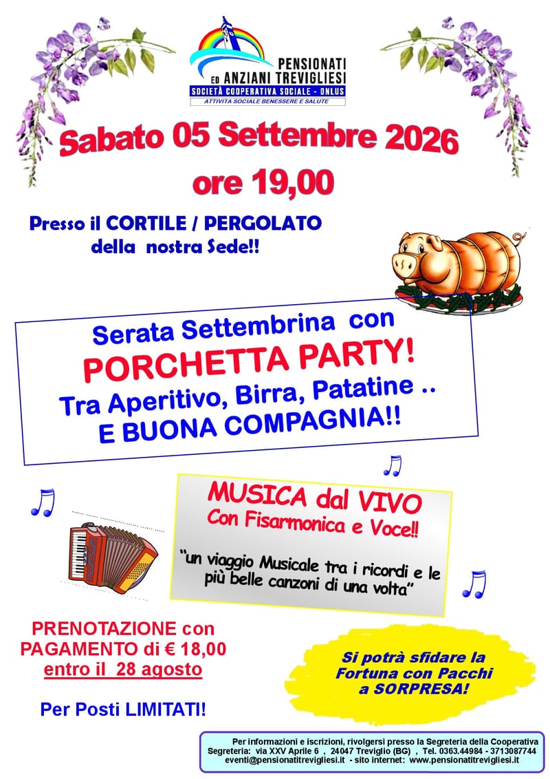 Serata Settembrina con PORCHЕТТА РARTY! - SABATO 05 Settembre 2026