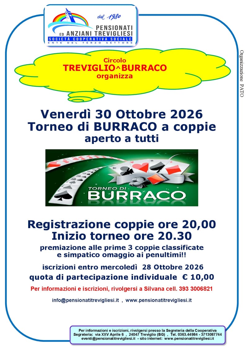 TORNEO DI BURRACO A COPIE - APERTO A TUTTI