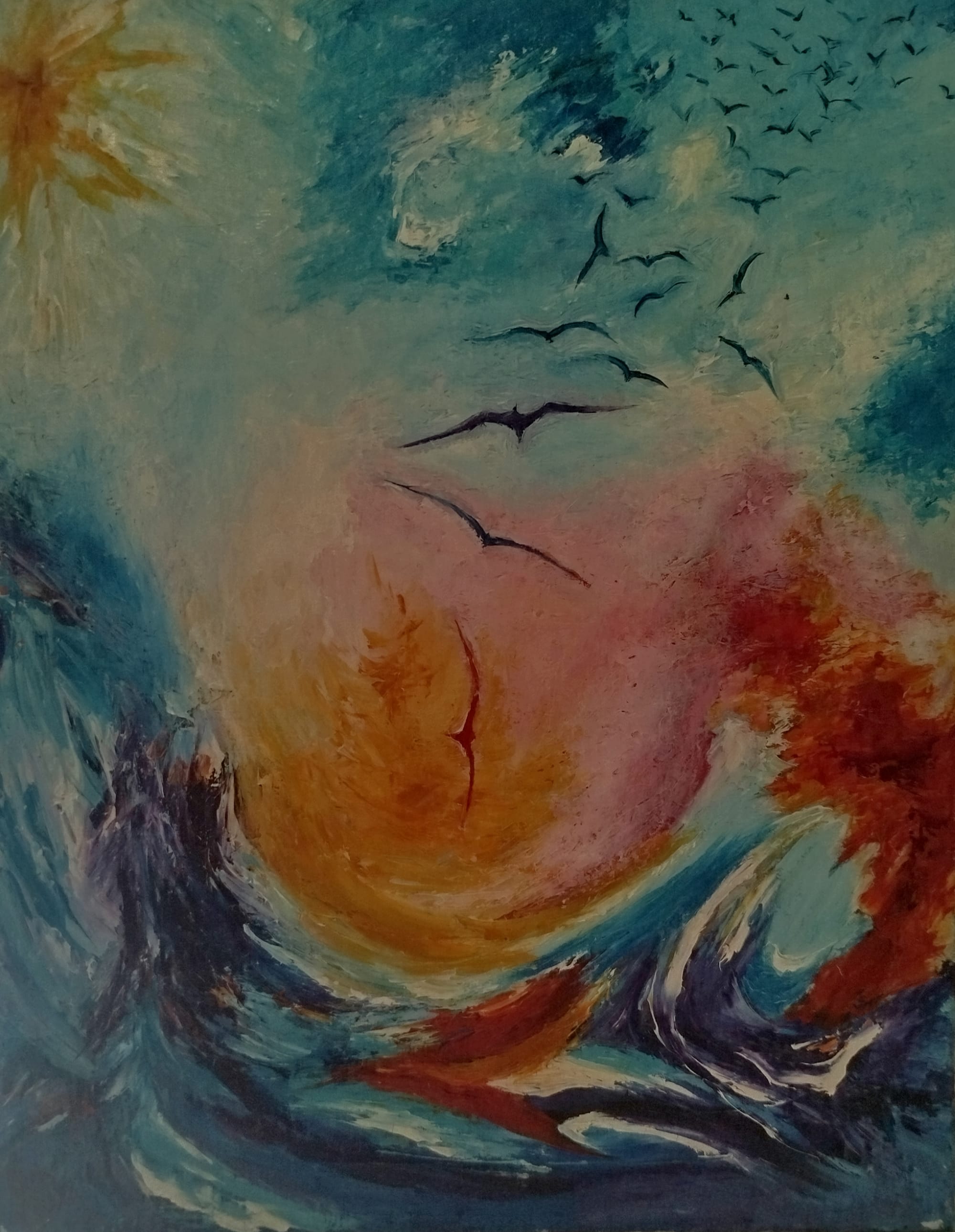 016. A flock of birds.