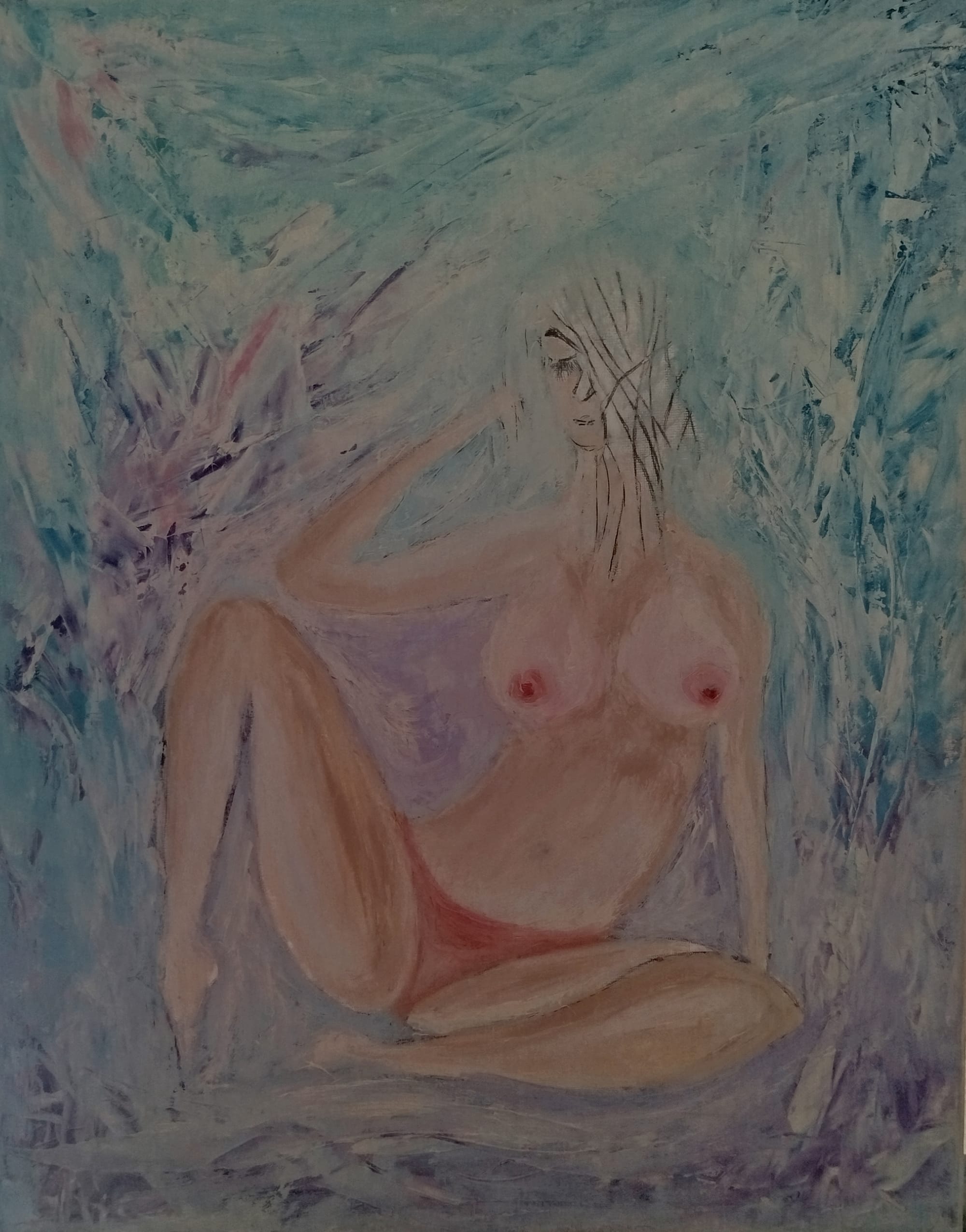 034. Women in blue sky.