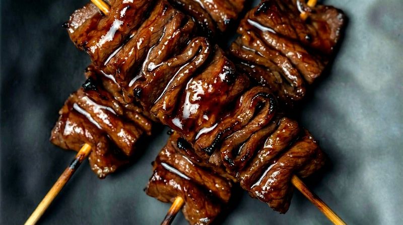 Brochette de bœuf (saté) cuite au barbecue. (à l'unité)