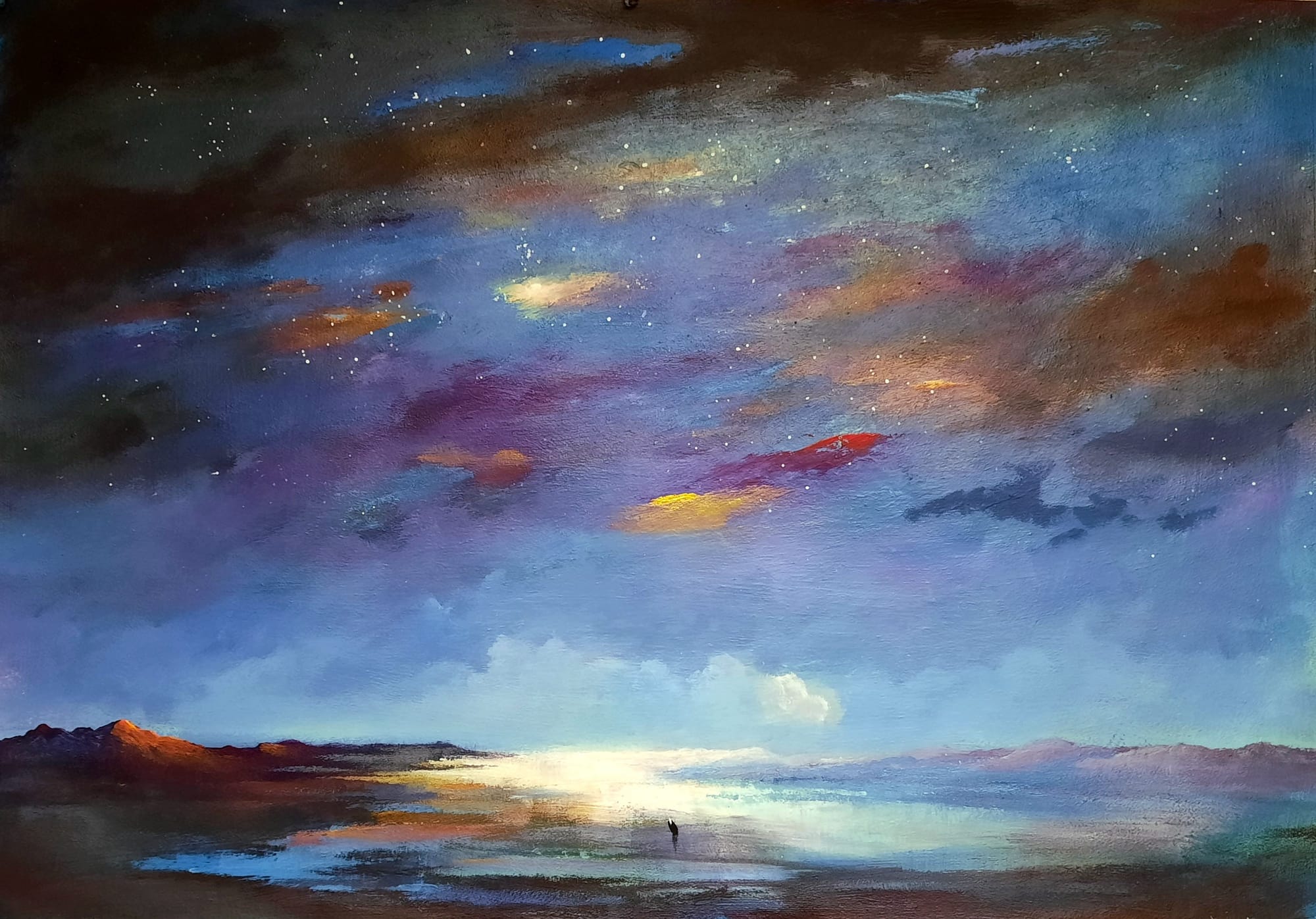 Infinitamente piccolo, acrilico su carta montato su tavola cm 70x100, 2026