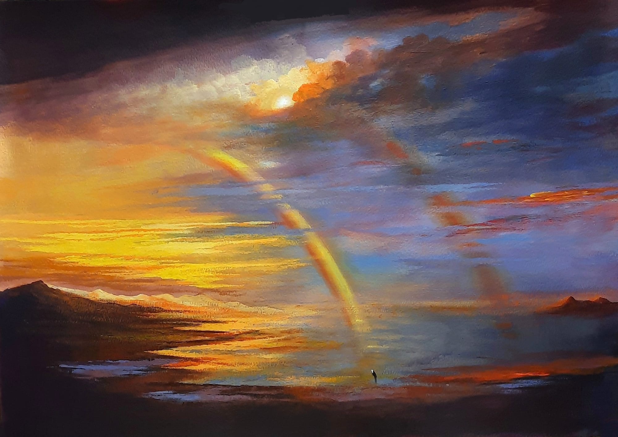 L'arcobaleno che verrà, acrilico su carta montato su tavola cm 70x100, 2025
