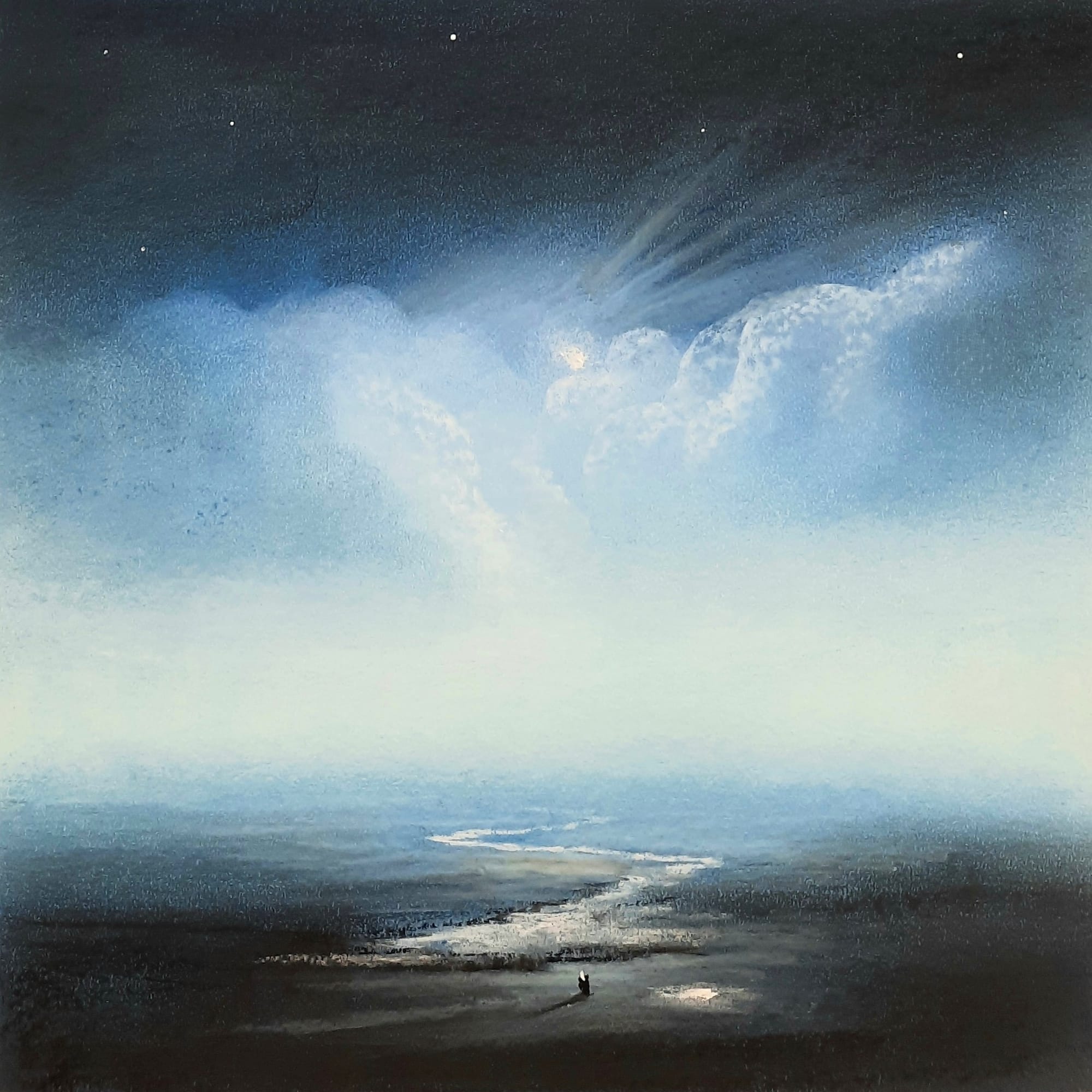 La via che porta all'oltre, pastello secco su carta cm 29x29, 2026