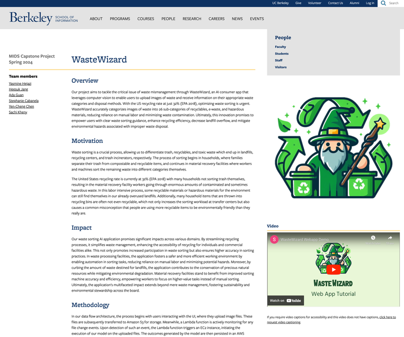  WasteWizard with Computer Vision - UC Berkeley, 2024 (Capstone Project)