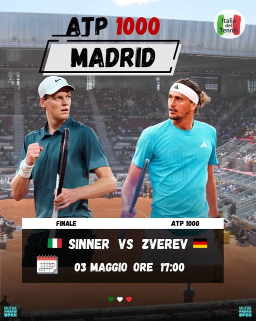 Sinner in finale a Madrid piega Zverev 6-1, 6-2