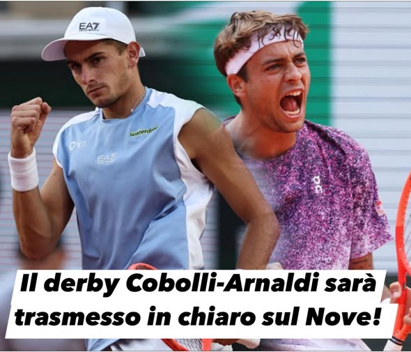 il derby Cobolli-Arnaldi sarà trasmesso in chiaro sul Nove!