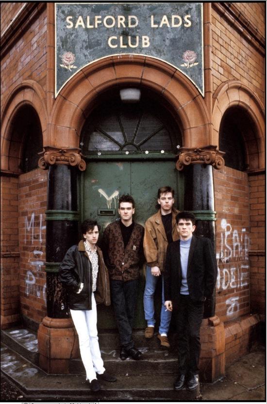 The Smiths outside Salford Lads Club in 1986