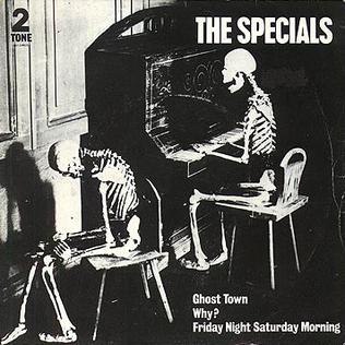 Single cover for Ghost Town, the 1981 single by The Specials 