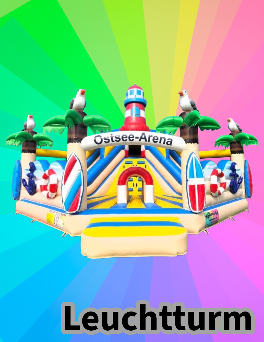 Hüpfburg mit Leuchtturm & 2 Rutschen