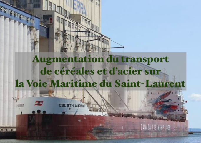 Le 13 octobre 2024 - Augmentation du transport de céréales et d’acier sur la Voie Maritime du Saint-Laurent