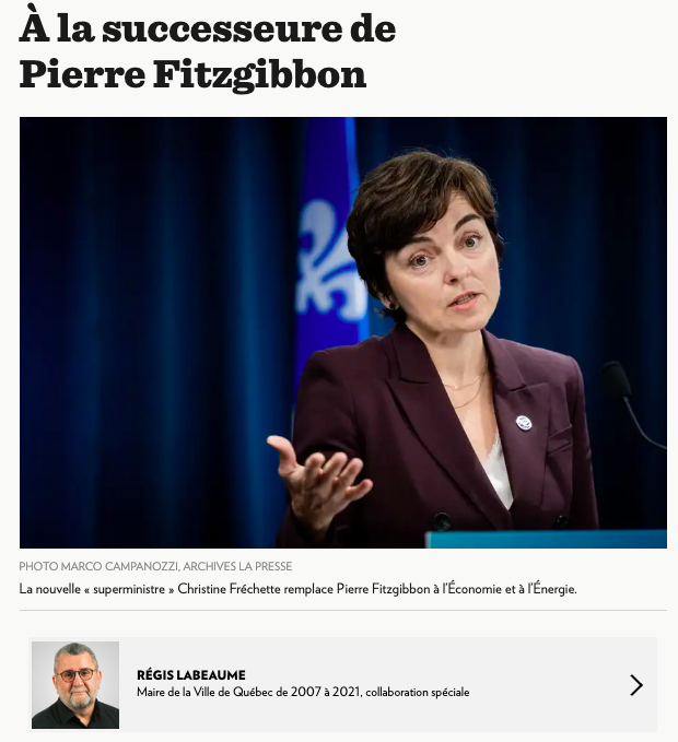 Le 9 septembre 2024 - À la successeure de Pierre Fitzgibbon
