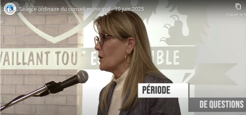 Intervention d'Hélène Reeves citoyenne de Contrecoeur membre de Vigie Citoyenne port de Contrecoeur - Au conseil municipal de la ville de Contrecoeur du 10 juin 2025