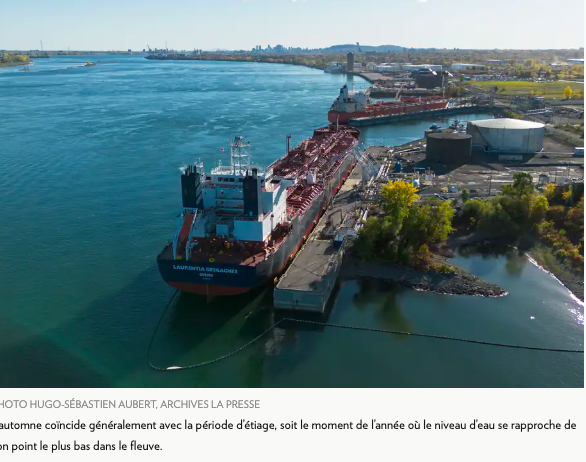 le 13 octobre 2025 - La Presse - Manque d’eau dans le fleuve Régime minceur pour les navires et surcharge pour les clients.