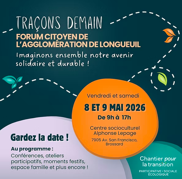 Traçons demain, le forum citoyen sur la transition sociale et écologique de l'agglomération de Longueuil