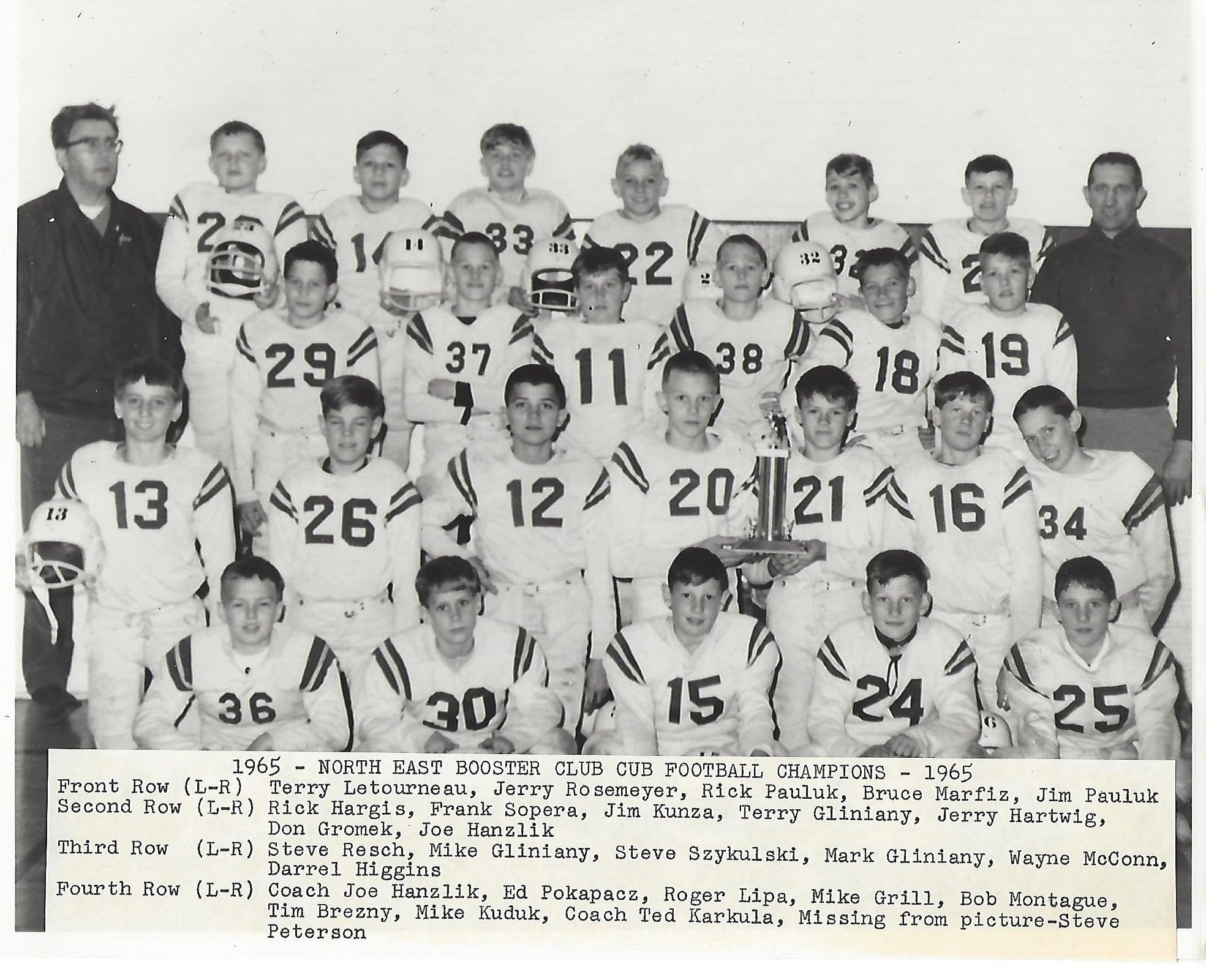 1965 Northeast Boosters Cub City Champions Undefeated and unscored upon