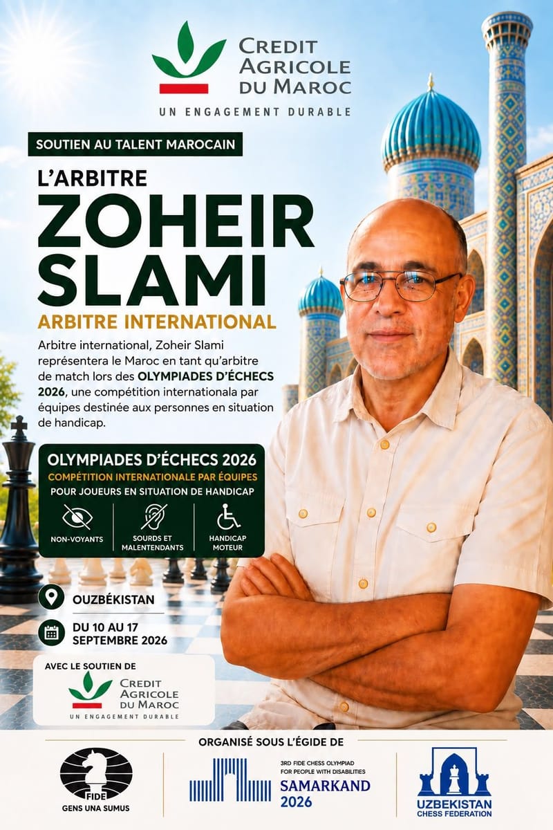 Zoheir Slami représentera l’arbitrage marocain aux Olympiades FIDE