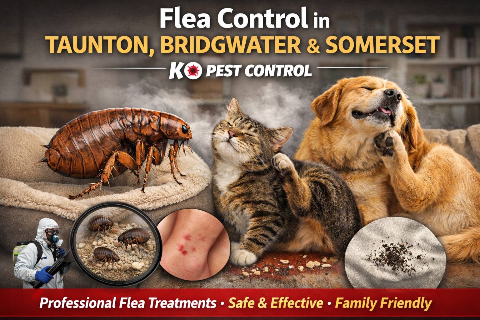 Flea Control in Taunton, Bridgwater & Somerset | KO Pest Control