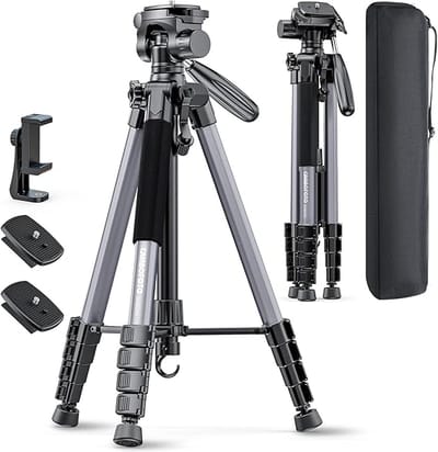 Ultimate 74” Camera Tripod – Pro-Grade Aluminum Stand for DSLR, Phone, GoPro & More (Gunmetal Gray)