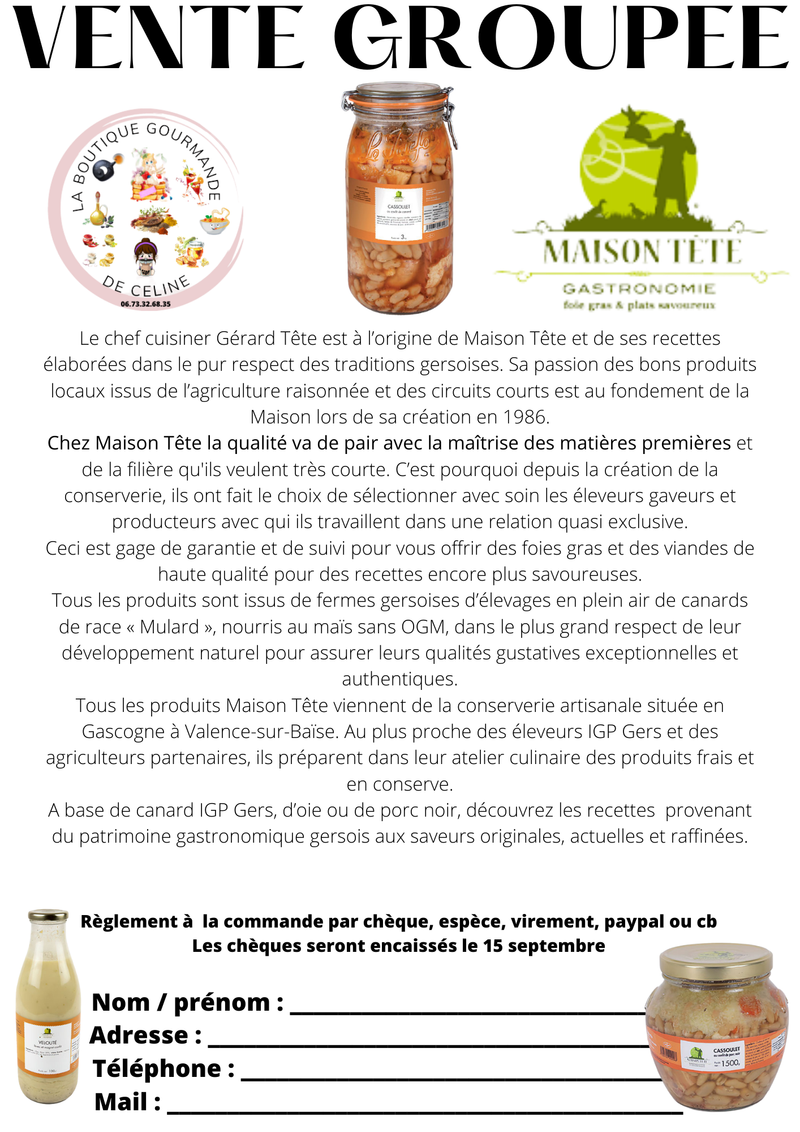 JUSQUAU 25 octobre ! Vente de produits gersois