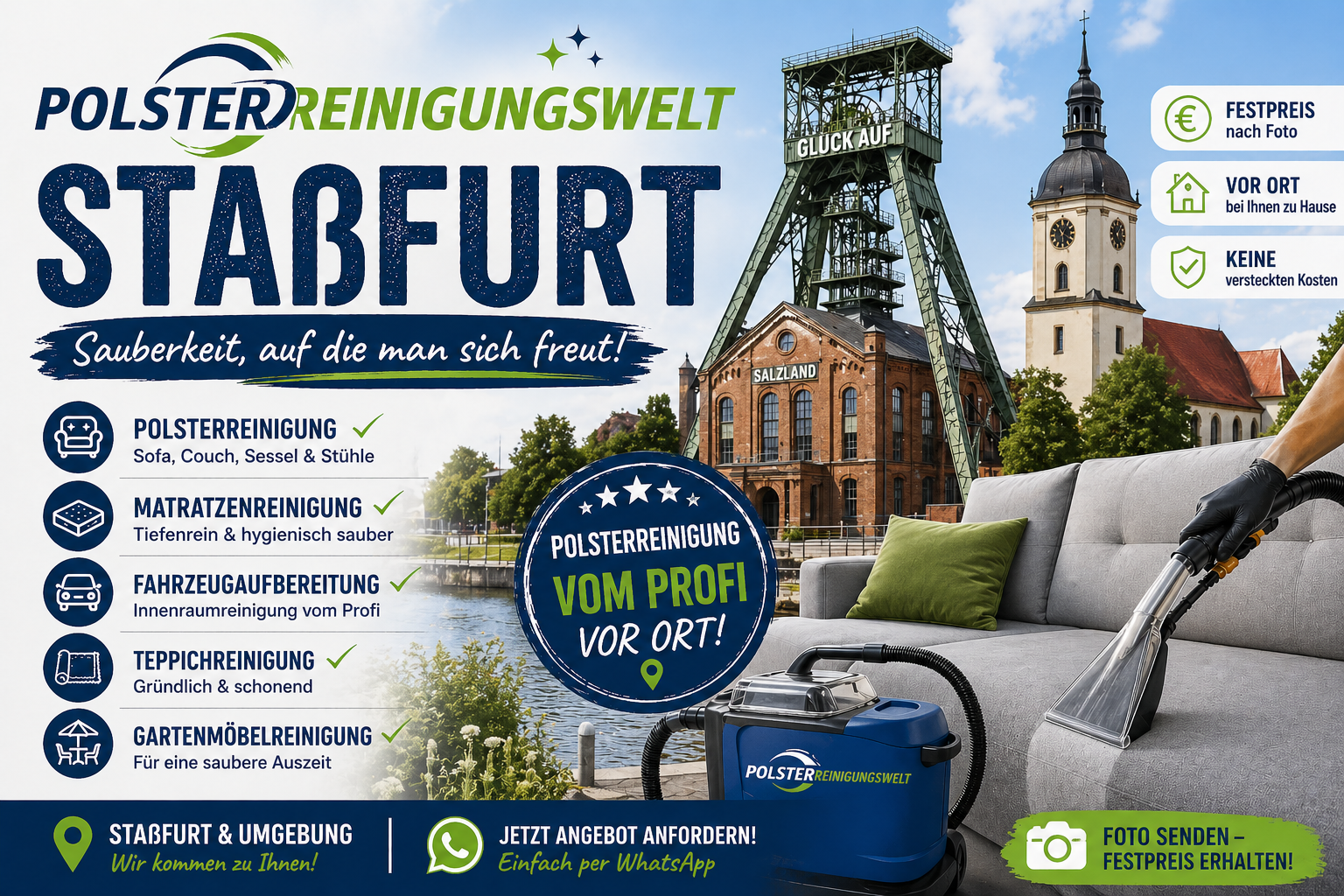 Polsterreinigung in Staßfurt – Sofa & Couch Reinigung vor Ort