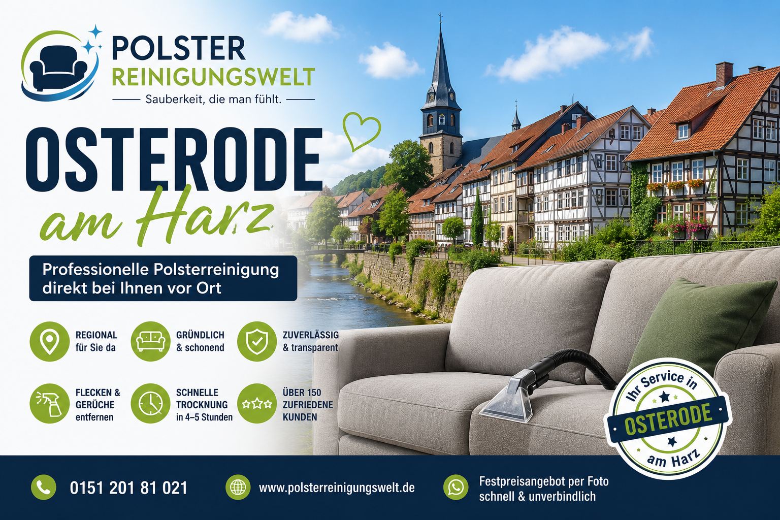 Polsterreinigung Osterode am Harz | Sofa, Sessel & Stühle reinigen lassen